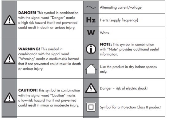 Warnings and symbols