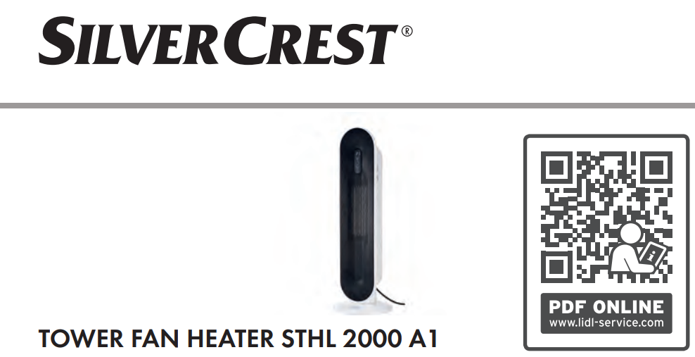 SILVERCREST Tower Fan Heater STHL 2000 A1 Instructions